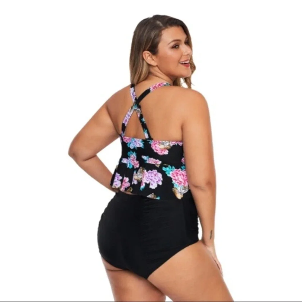 High Waisted Plus Size Bikini 2 piece Set